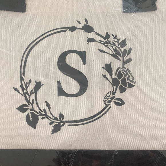 Canvas Tote Bag Large Initial S - Picture 3 of 9